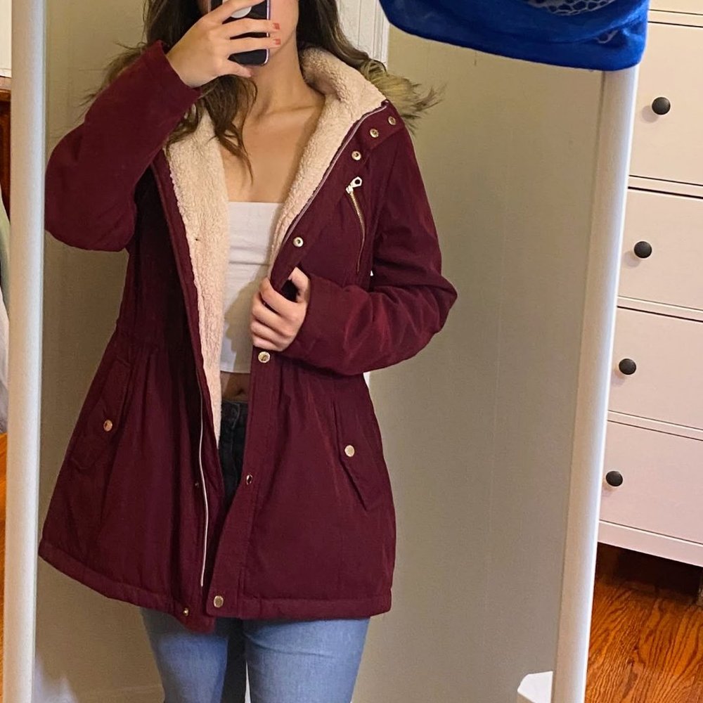 Nautica Water Resistant Winter Jacket with Sherpa Fleece Interior Women's Large